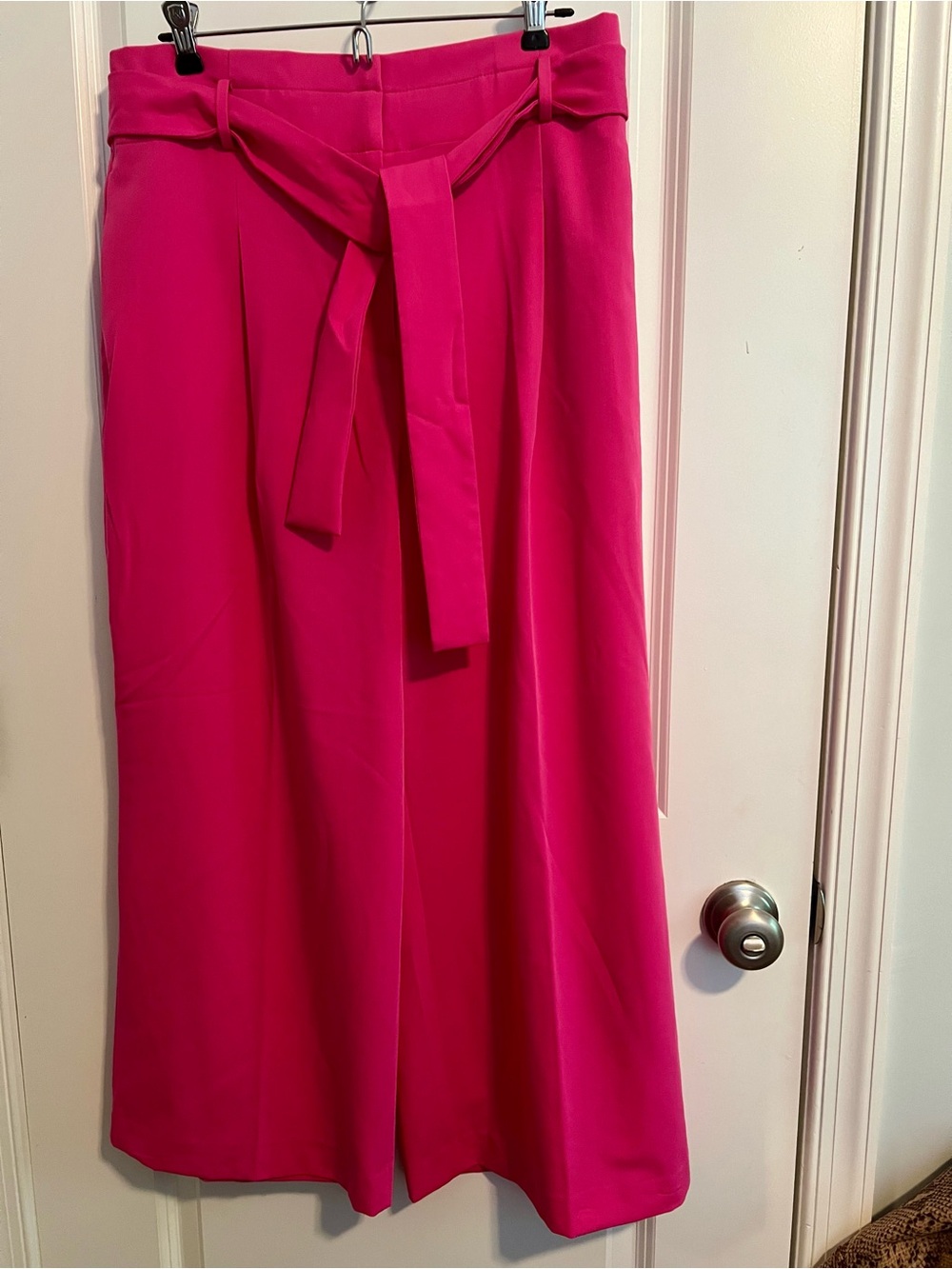 Ann Taylor Hot Pink Wide-Leg Tie-Waist Pants